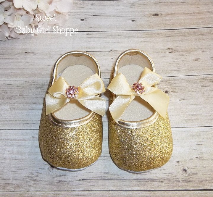 Gold Baby Shoes Gold Glitter Shoes Gold First Birthday