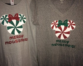 Personalized Christmas Disney Shirt / Disney Trip Shirts / Custom Disney / Minnie Candy Cane Shirt / Merry Mousemas!