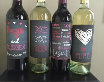 Valentine's Day Wine Labels, Valentine's Day Wine, Valentine's Day Decor, Valentine's Day