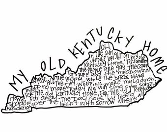 My Old Kentucky Home Hand Lettering Digital Print Quote My Old Kentucky Home Print