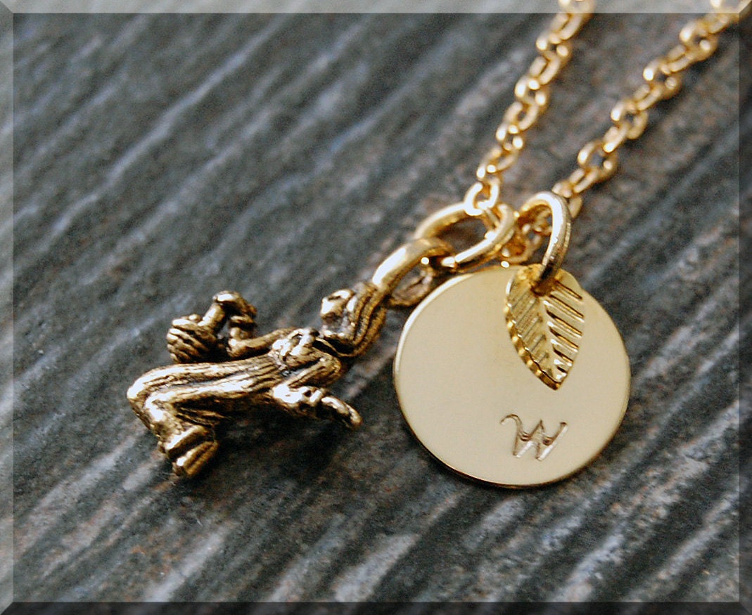 Gold Virgo Zodiac Charm Necklace Initial Charm Necklace