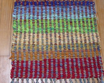 Handwoven Rag Rug, "Rainbow Fade"
