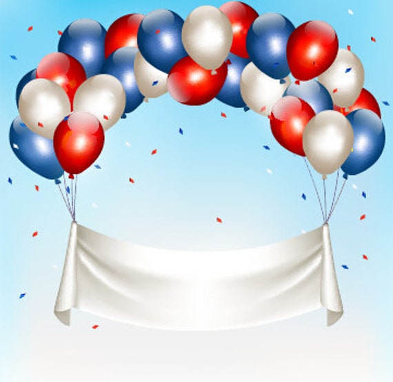 Happy birthday colorful red blue white balloons art by ArtyDec