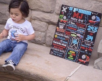 Thomas the Train Chalkboard/Milestone Birthday Poster the train Sign/Thomas and Friends birthday chalkboard/Milestone Birthday