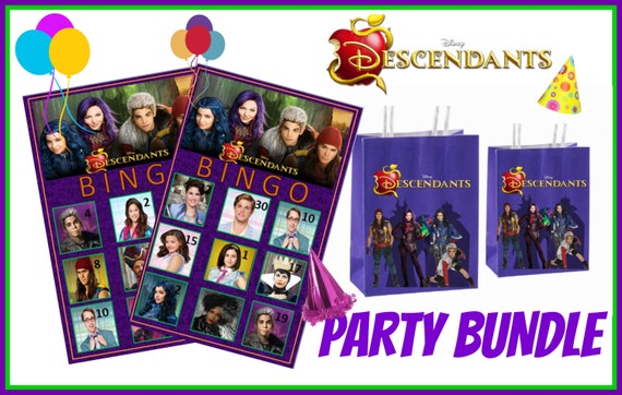 Disneys Descendants PARTY Bundle Bingo cards and Party bags