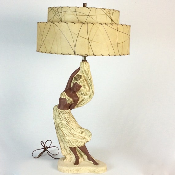 1950s Hawaiian Hula Dancer Lamp with Original Fiberglass