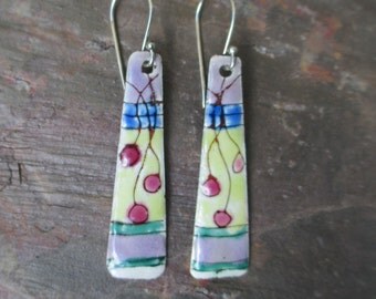 Torch fired enamel earrings with sterling silver ear wire