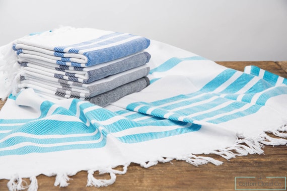 Eco Friendly Turkish Towel,Aegean Striped Bath Towel,Beach Towel,Authentic Towel,Ultra Soft,Navy stripe towel