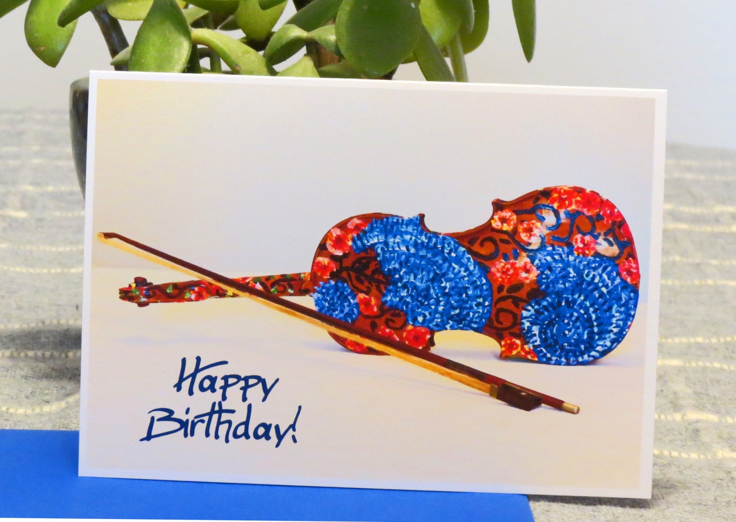 Elegant 50 Violin Blank Card