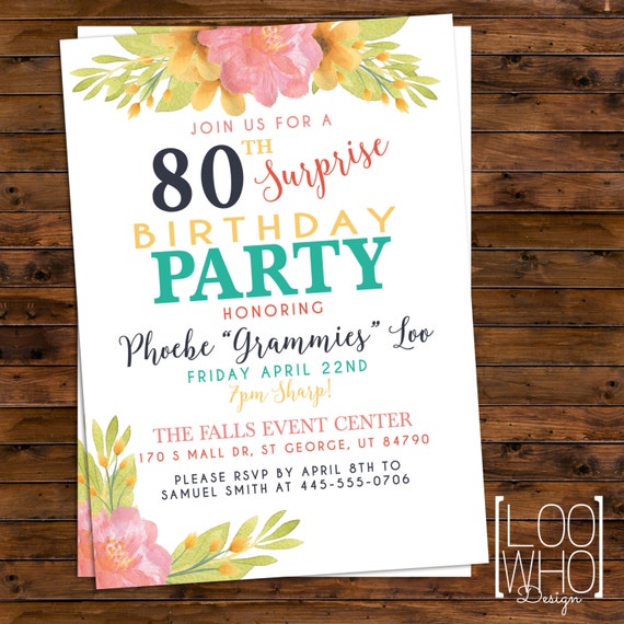 Printable 80Th Birthday Party Invitations 2