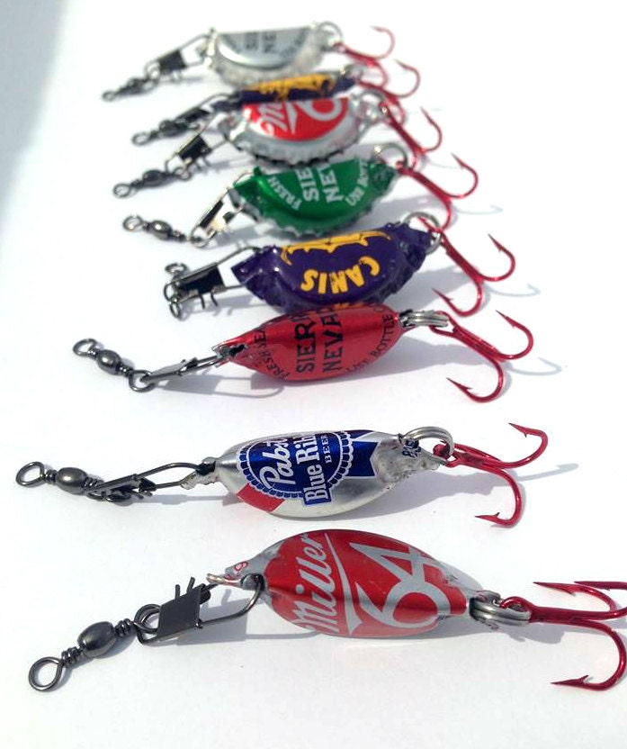 Beer Bottle Cap Fishing Lures Gifts for Men by JustBCre8tive