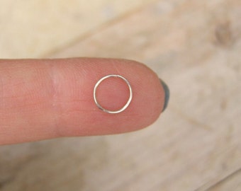 Teeny Tiny Sterling Silver Nose Ring , Hoop Earring , 6mm , 7mm Inner Diameter , Cartilage , Tragus , Helix