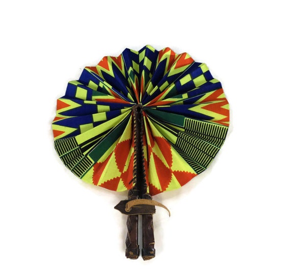 Folding Fan Leather Handles handmade for cooling by DonnaLuvsCAJ