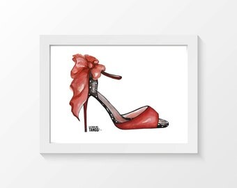 Tango dance shoe watercolor digital image, printable, Argentine tango art
