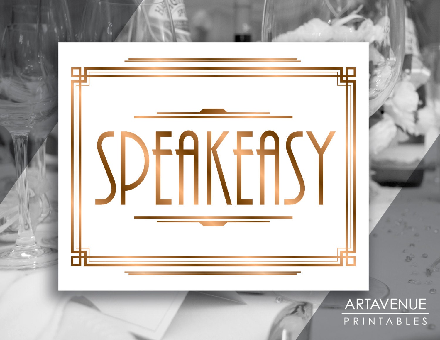 Art Deco Printable Art SPEAKEASY Sign Gatsby