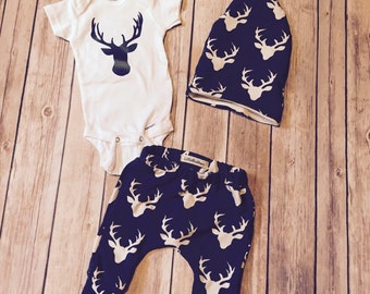 Deer Baby Pants Deer onesie Coming Home Outfit Baby Boy Deer Outfit Boy Harlem Pants Deer Clothes