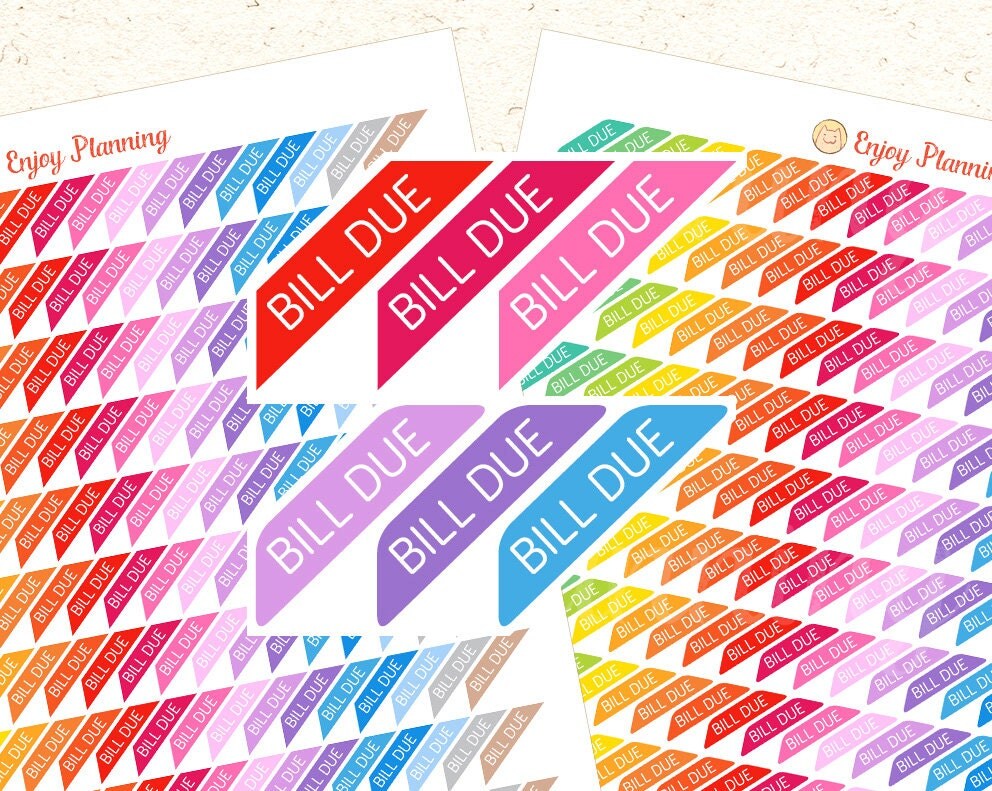 Printable Bill Due stickers Corner Planner Stickers Printable