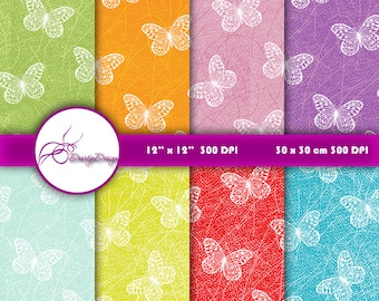 Butterfly Digital Paper Download, Digital Background Paper Pack, Butterflies Digital Pattern, Digital Scrapbook Paper 360