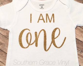 First Birthday Outfit| I AM One Onesie| 1st Birthday Onesie