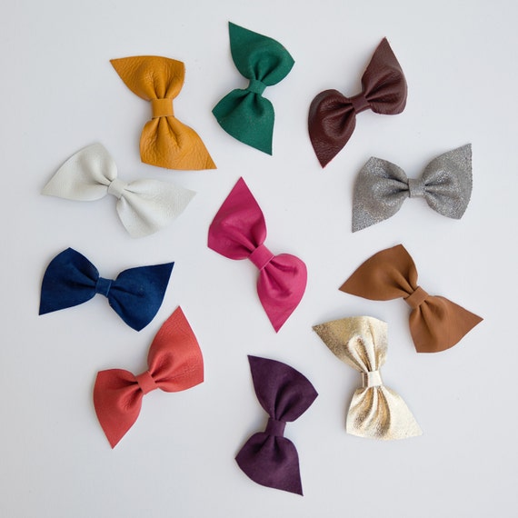 Leather Hair Bows by RefinedKids on Etsy