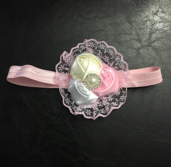 items similar to pink and white headband baby flower items similar to ivory white and light pink baby items similar to pink and white headband baby flower items similar to ivory white and light pink baby