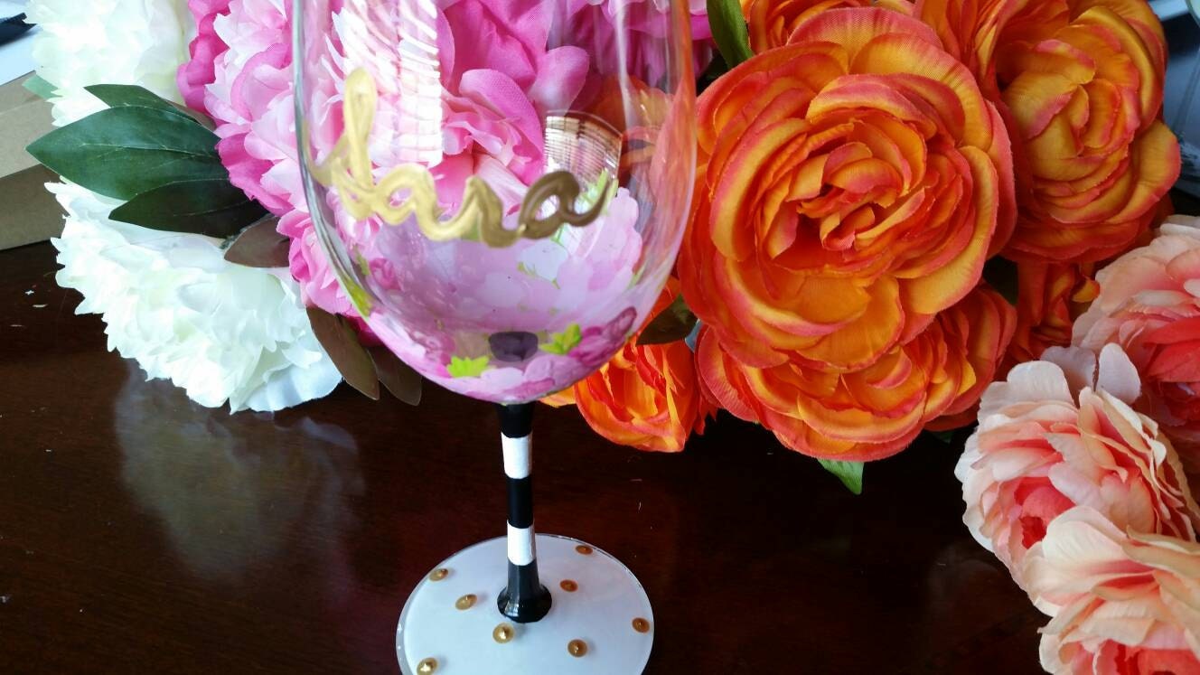 Kate Spade Inspired Wine Glasses Customizable Personalized