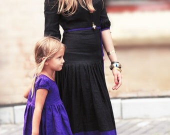 Linen Long Black Dress, Ladies Maxi Boho Dress, Women's Linen Dress, Black Dress