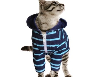 Hoodie for Cat Clothes for Cat Stretch Made of Spandex Cotton Cat Jacket Cat Clothing Cat Outfit in Multiple Sizes ( L, M, S) or Custom Orde