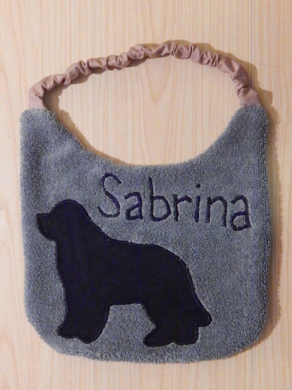 NEWFOUNDLAND Dog Drool Bib With CUSTOM Name On by UsByTheSeaside