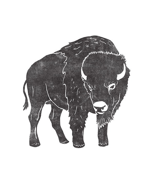 American bison art American buffalo print tribal by TypeSecret