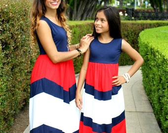 CLEARANCE for 1 dress only, red white and blue maxi dress, american colors, maxi dresses, summer dresses, mommy and me, mothers gift