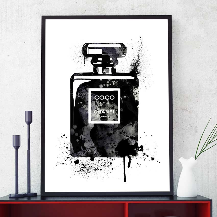 coco chanel noir decor black and white poster watercolor coco chanel noir decor black and white poster watercolor
