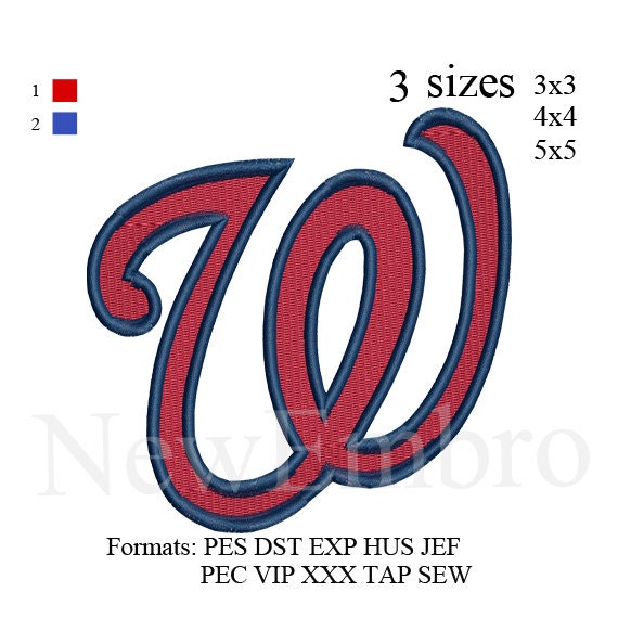 Washington Nationals logo embroidery design by NewEmbro on Etsy