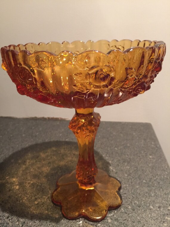 Vintage carnival glass pedestal candy dish