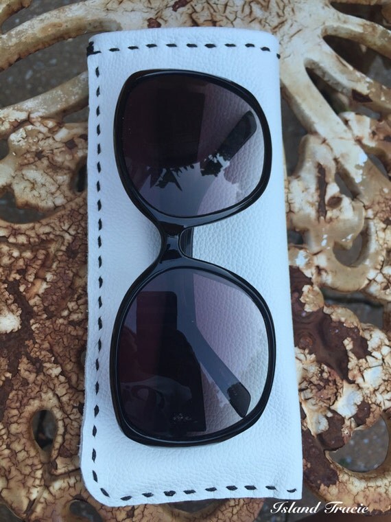 Items similar to Sunglass case • Fun and sexy chic white leather
