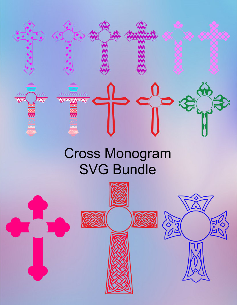Download Cross Monogram Frames SVG. Cut files for by CreateNTreasure