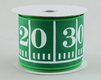 2.5 inch Wired Football Ribbon ~ Green Football Field Marker Ribbon ~ Ribbon for Sports Wreaths ~ Boys Bedroom Decor Ribbon ~ 3 Yards