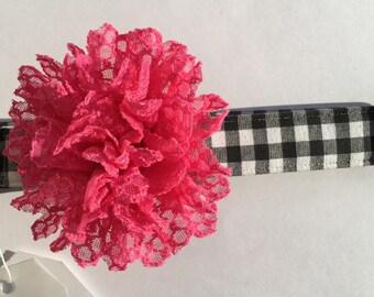 Laineys Black n White Plaid Dog Collar