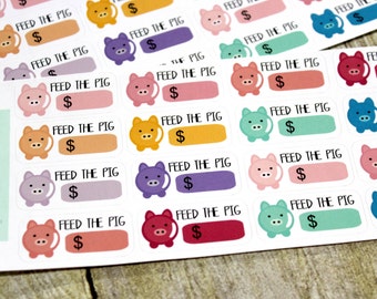 Money Planner Stickers - Reminder Stickers - Planner Stickers - Piggy Bank Stickers - Savings Stickers -Happy Planner - ECLP Stickers