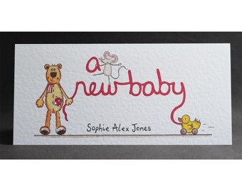 A New Baby Card, New Arrival Card, Birth Card, Newborn Card, Can be personalised with full name. Please read item description for details.