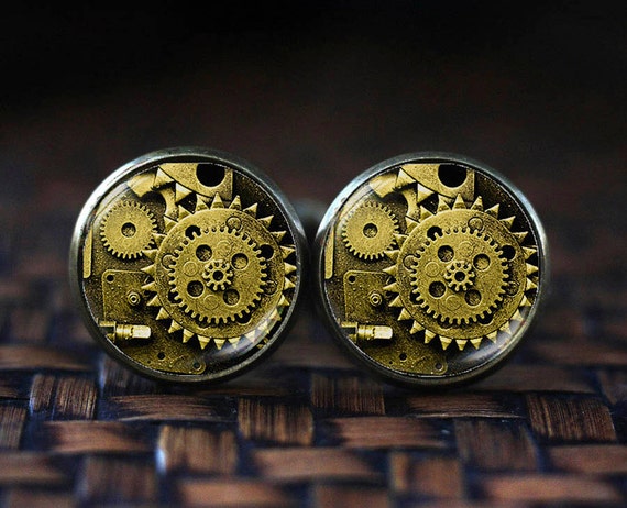 Steampunk glass dome cufflinks, Steampunk cufflinks , Steampunk accessories, geek cufflinks , gift for man by AlexmosDesign steampunk buy now online