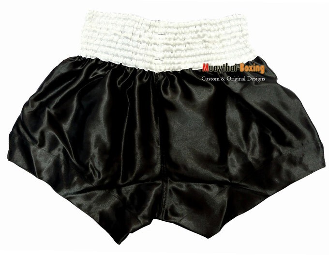 Muay Thailand Boxing Shorts for Training and Sparring Boxing Trunks Martial Arts -BLACK