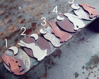 Moongazing Hare in Sterling Silver and Copper