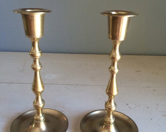 vintage brass candle holders, simple design