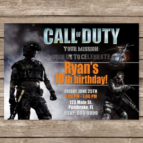 Call Of Duty invitation Call Of Duty Birthday Call by PartyGiraffe