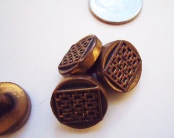 Vintage Asian Square in the Round Small Buttons -Set of 4