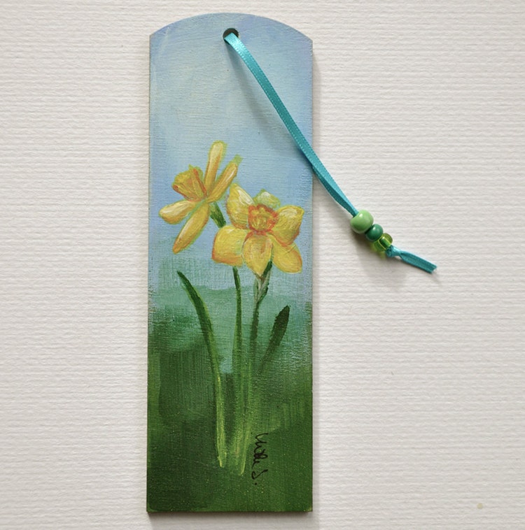 Hand Painted Wooden Bookmark Original Acrylic by RoseberryArtCraft