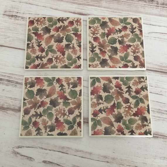 Autumn Ceramic Coasters Leaf Coasters Tile by StargazerHomeDecor