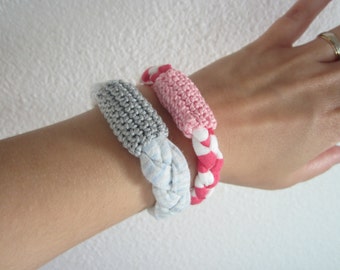 Cotton bracelet, yarn bracelet, crochet bracelet, moderne bracelet, tressed bracelet, women bracelet, eco-friendly jewelry, yarn jewelry