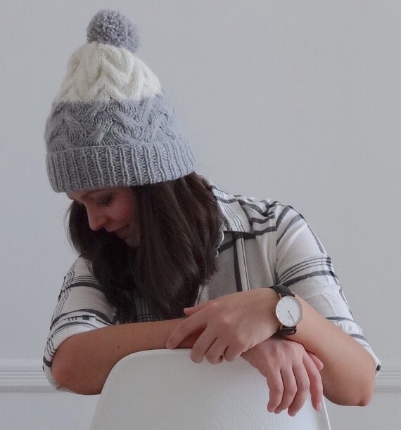Hand Knit Women's Beanie with Pom Pom by BriocheKnits on Etsy